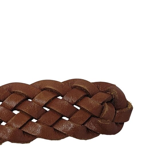 Vtg Western Boho Camel Brown Braided Weaved Genuine Leather Belt Sz 2XL 38" - Picture 4 of 14